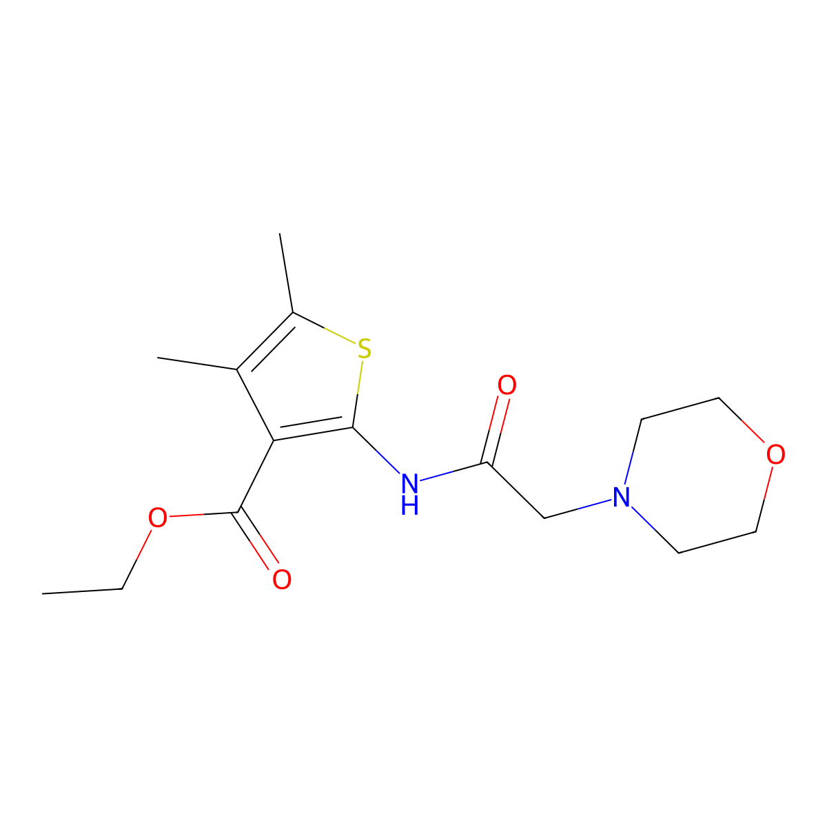 Ethyl 4,5-dimethyl-2-[(morpholin-4-ylacetyl)amino]thiophene-3-carboxylate molecular structure, CAS 62349-11-5
