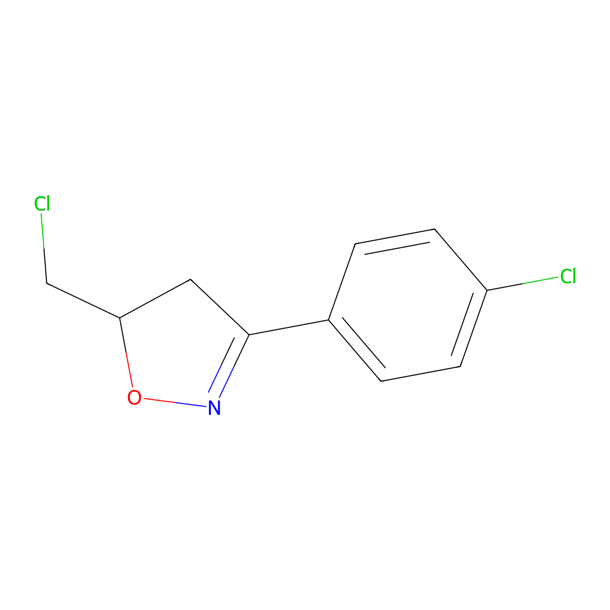 5-(Chloromethyl)-3-(4-chlorophenyl)-4,5-dihydro-1,2-oxazole molecular structure, CAS 62353-39-3