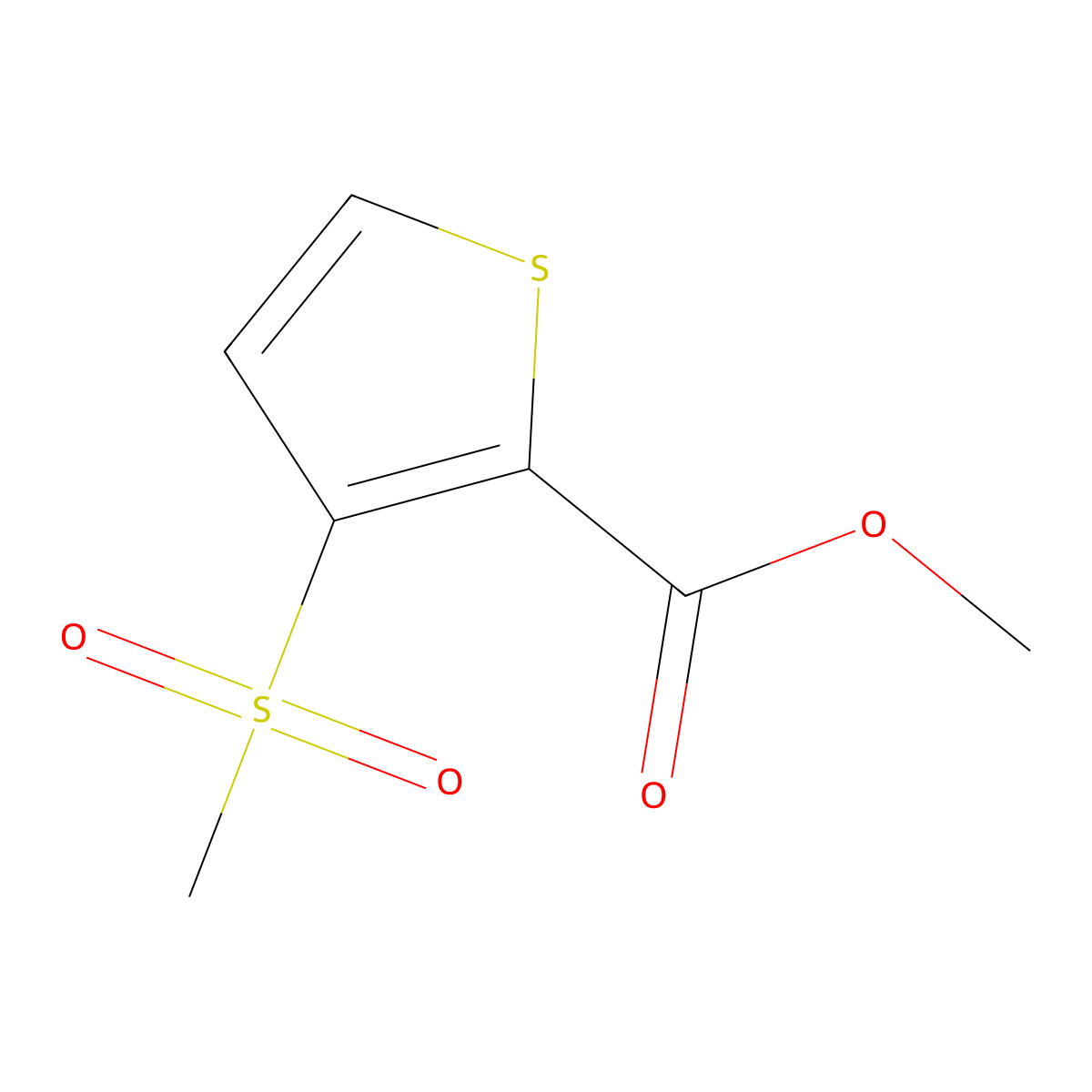 2-Thiophenecarboxylic acid, 3-(methylsulfonyl)-, methyl ester molecular structure, CAS 62353-79-1