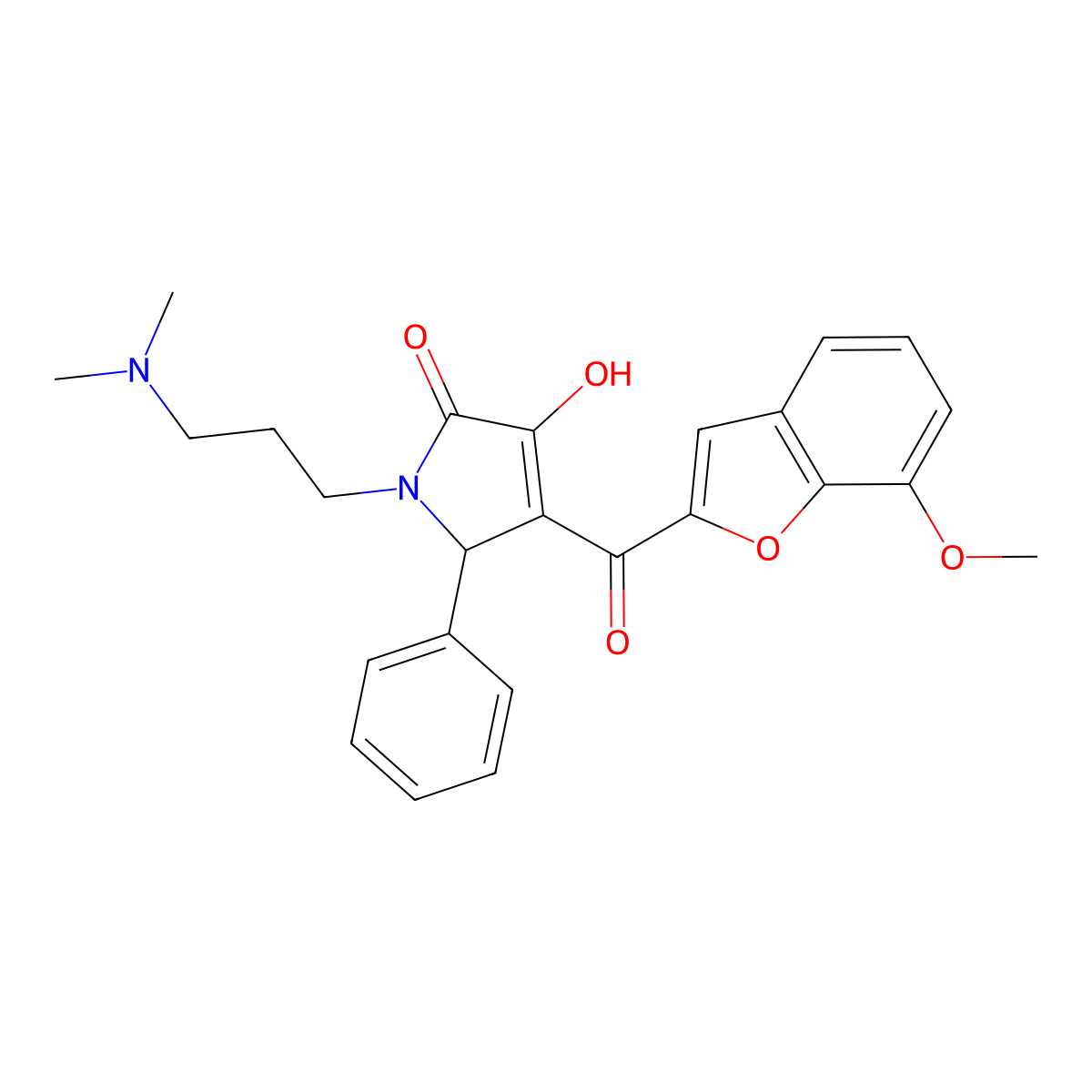 1-(3-(dimethylamino)propyl)-3-hydroxy-4-(7-methoxybenzofuran-2-carbonyl)-5-phenyl-1H-pyrrol-2(5H)-one molecular structure, CAS 623536-28-7