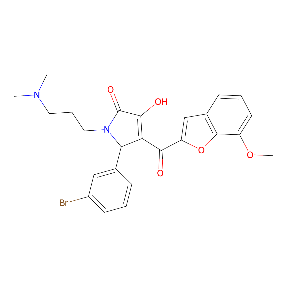 1-[3-(Dimethylamino)propyl]-5-(3-bromophenyl)-3-hydroxy-4-[(7-methoxybenzo[d]f uran-2-yl)carbonyl]-3-pyrrolin-2-one molecular structure, CAS 623536-36-7
