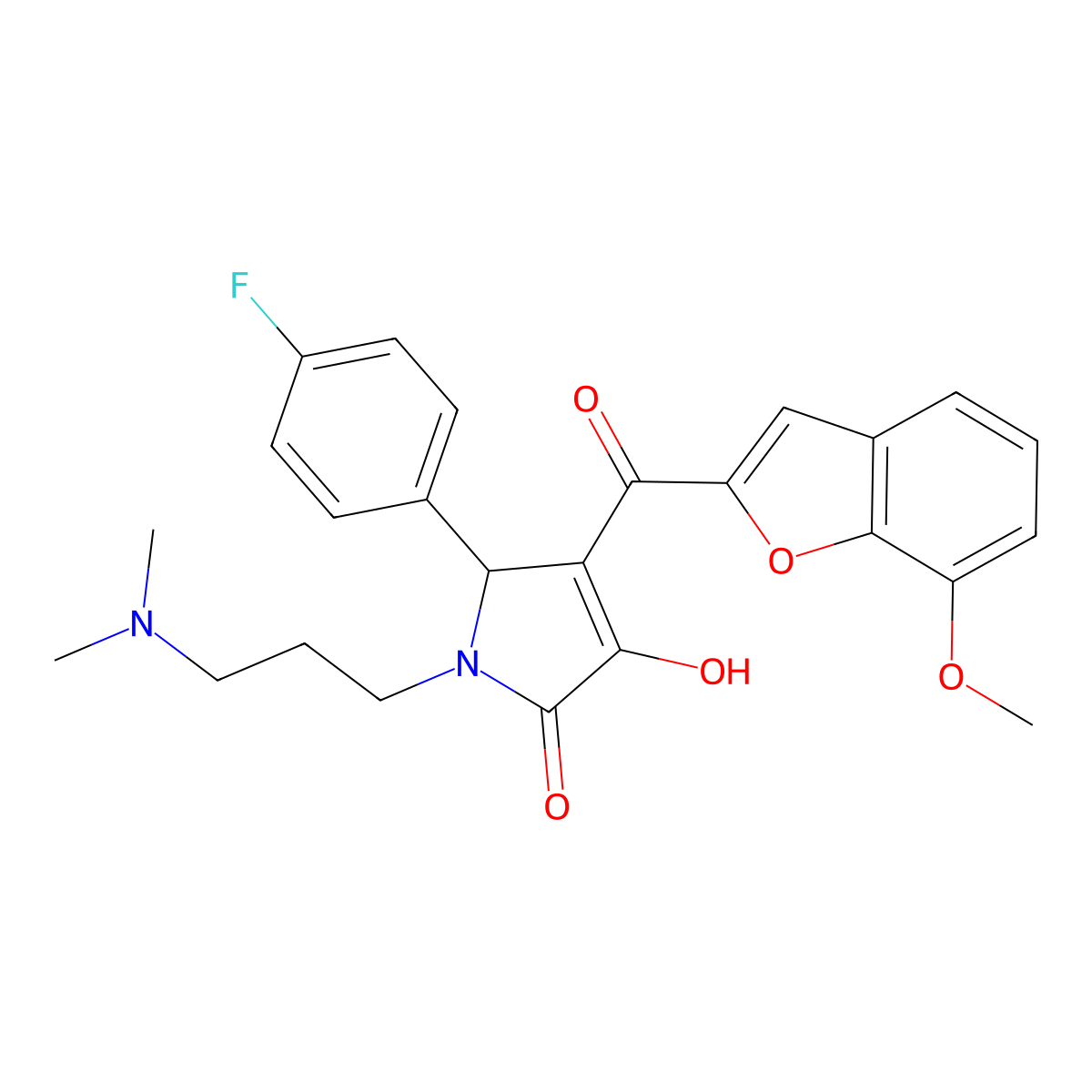 1-[3-(Dimethylamino)propyl]-5-(4-fluorophenyl)-3-hydroxy-4-[(7-methoxybenzo[d] furan-2-yl)carbonyl]-3-pyrrolin-2-one molecular structure, CAS 623536-40-3