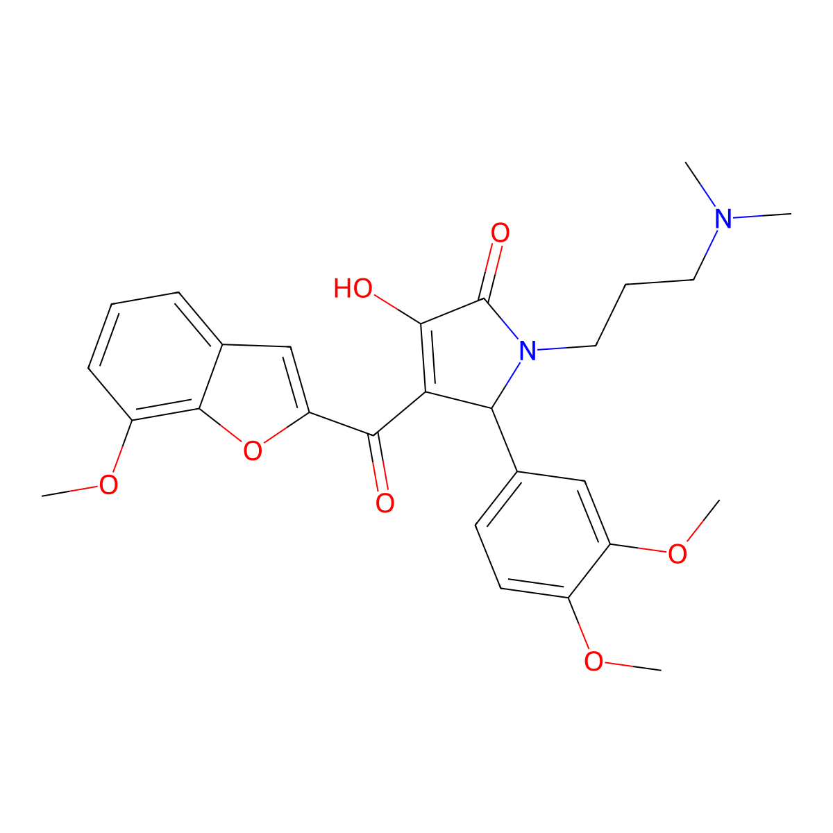 5-(3,4-Dimethoxyphenyl)-1-[3-(dimethylamino)propyl]-3-hydroxy-4-[(7-methoxyben zo[d]furan-2-yl)carbonyl]-3-pyrrolin-2-one molecular structure, CAS 623536-52-7
