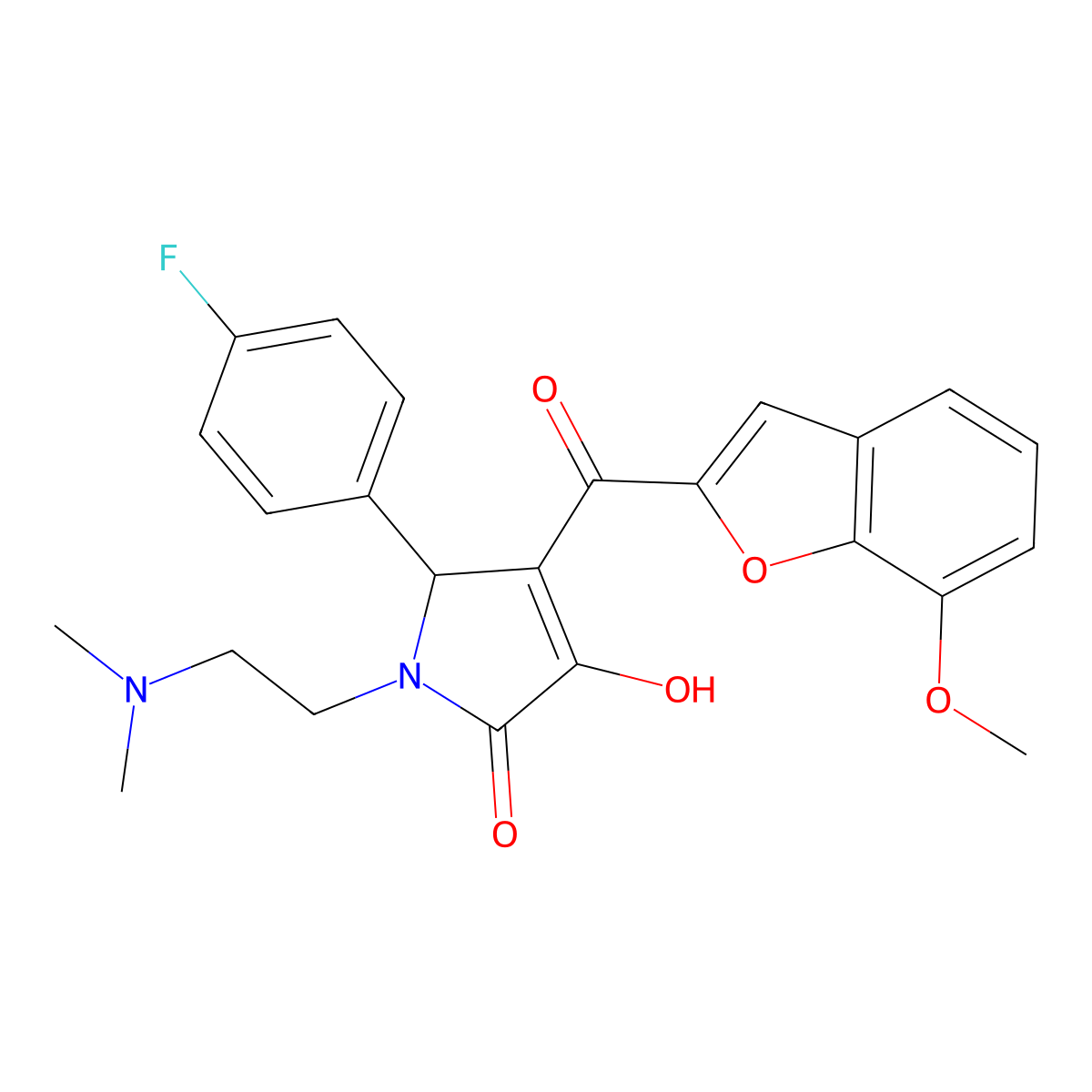 1-(2-(dimethylamino)ethyl)-5-(4-fluorophenyl)-3-hydroxy-4-(7-methoxybenzofuran-2-carbonyl)-1H-pyrrol-2(5H)-one molecular structure, CAS 623539-57-1