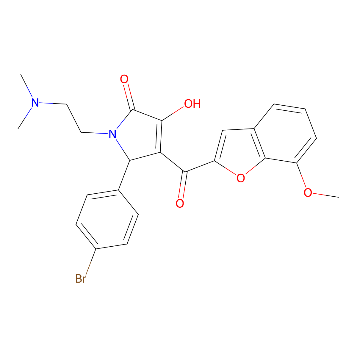 1-[2-(Dimethylamino)ethyl]-5-(4-bromophenyl)-3-hydroxy-4-[(7-methoxybenzo[d]fu ran-2-yl)carbonyl]-3-pyrrolin-2-one molecular structure, CAS 623539-60-6