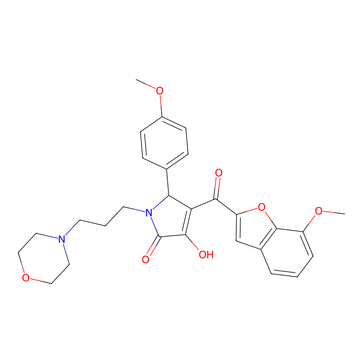 3-Hydroxy-4-[(7-methoxybenzo[d]furan-2-yl)carbonyl]-5-(4-methoxyphenyl)-1-(3-m orpholin-4-ylpropyl)-3-pyrrolin-2-one molecular structure, CAS 623541-11-7