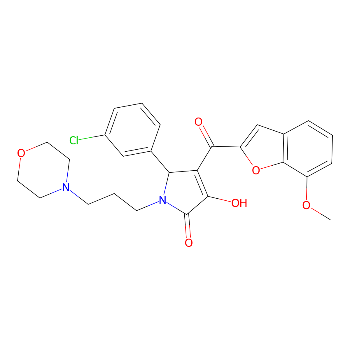 5-(3-Chlorophenyl)-3-hydroxy-4-[(7-methoxybenzo[d]furan-2-yl)carbonyl]-1-(3-mo rpholin-4-ylpropyl)-3-pyrrolin-2-one molecular structure, CAS 623541-17-3