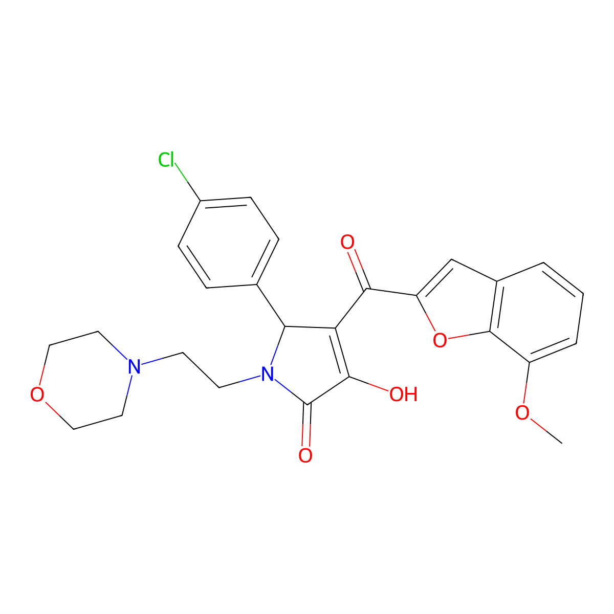 5-(4-Chlorophenyl)-3-hydroxy-4-[(7-methoxybenzo[d]furan-2-yl)carbonyl]-1-(2-mo rpholin-4-ylethyl)-3-pyrrolin-2-one molecular structure, CAS 623541-47-9