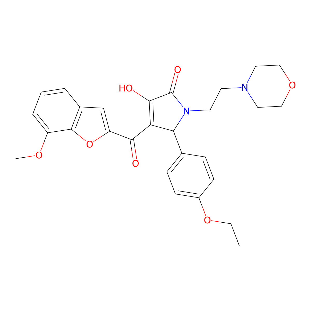 5-(4-Ethoxyphenyl)-3-hydroxy-4-[(7-methoxybenzo[d]furan-2-yl)carbonyl]-1-(2-mo rpholin-4-ylethyl)-3-pyrrolin-2-one molecular structure, CAS 623541-67-3