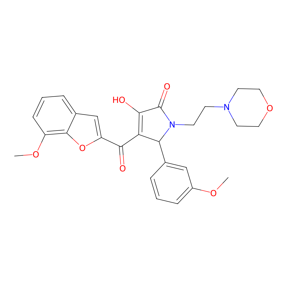 3-Hydroxy-4-[(7-methoxybenzo[d]furan-2-yl)carbonyl]-5-(3-methoxyphenyl)-1-(2-m orpholin-4-ylethyl)-3-pyrrolin-2-one molecular structure, CAS 623541-87-7