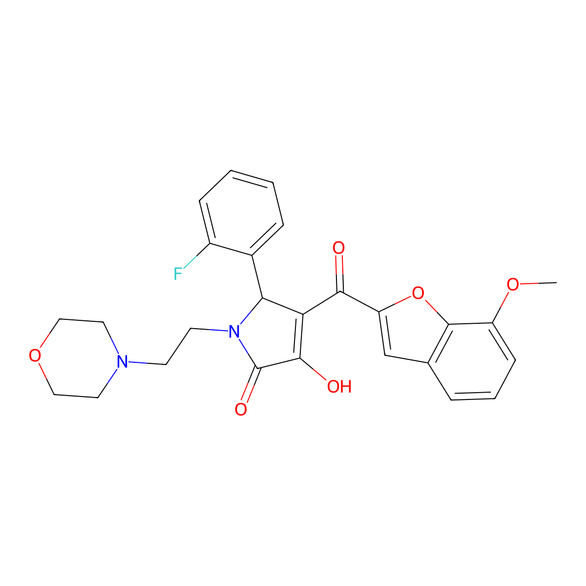 5-(2-Fluorophenyl)-3-hydroxy-4-[(7-methoxybenzo[d]furan-2-yl)carbonyl]-1-(2-mo rpholin-4-ylethyl)-3-pyrrolin-2-one molecular structure, CAS 623542-09-6