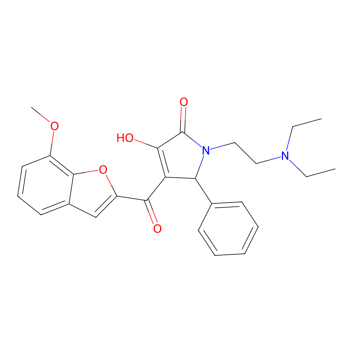 1-(2-(diethylamino)ethyl)-3-hydroxy-4-(7-methoxybenzofuran-2-carbonyl)-5-phenyl-1H-pyrrol-2(5H)-one molecular structure, CAS 623542-47-2