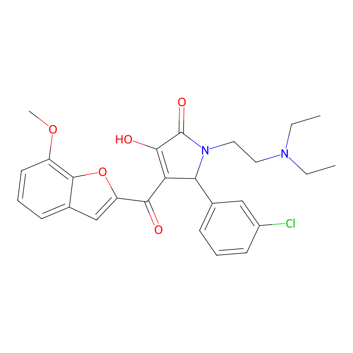 1-[2-(Diethylamino)ethyl]-5-(3-chlorophenyl)-3-hydroxy-4-[(7-methoxybenzo[d]fu ran-2-yl)carbonyl]-3-pyrrolin-2-one molecular structure, CAS 623543-07-7