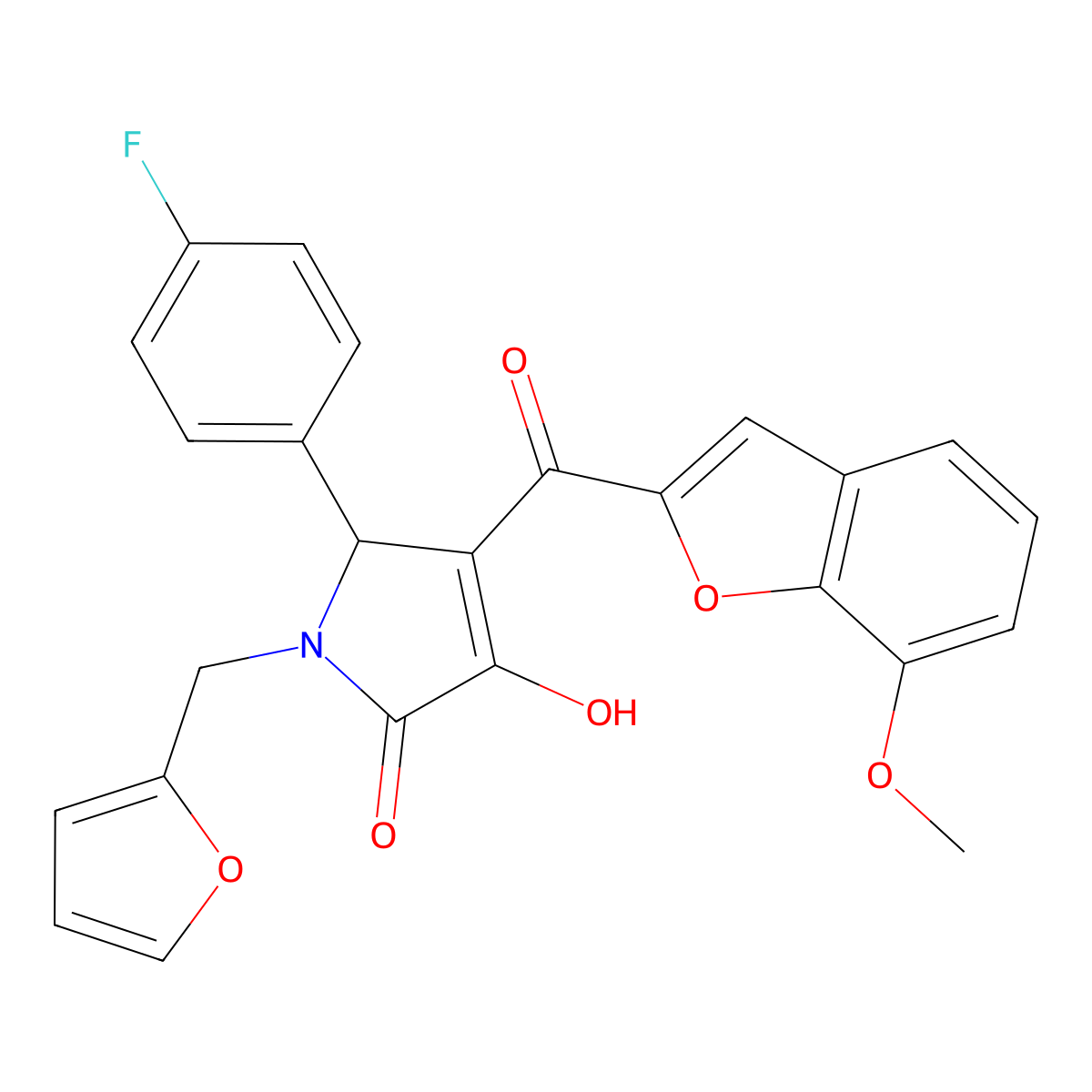 5-(4-fluorophenyl)-1-[(furan-2-yl)methyl]-3-hydroxy-4-(7-methoxy-1-benzofuran-2-carbonyl)-2,5-dihydro-1H-pyrrol-2-one molecular structure, CAS 623544-73-0