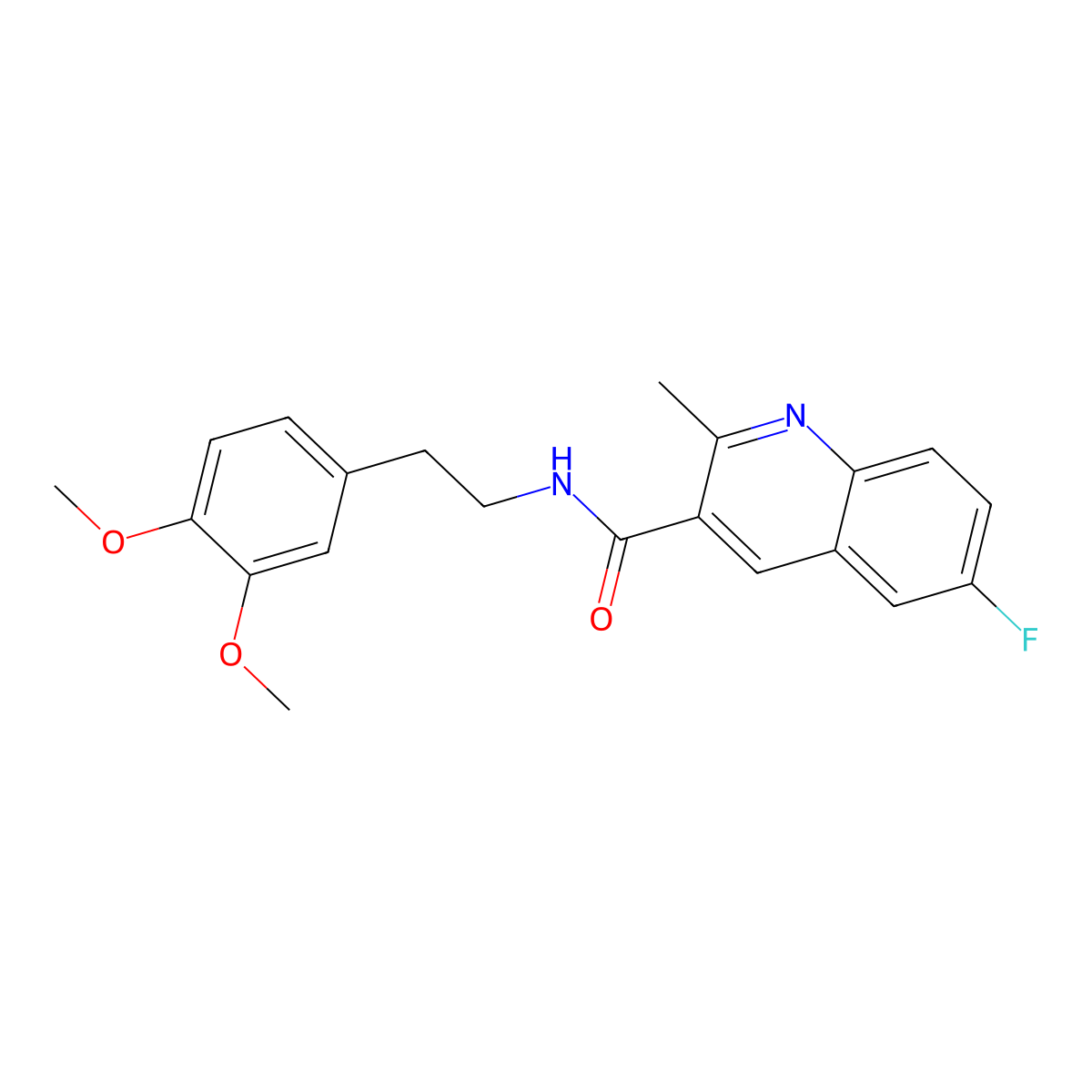 N-[2-(3,4-dimethoxyphenyl)ethyl]-6-fluoro-2-methylquinoline-3-carboxamide molecular structure, CAS 623544-92-3