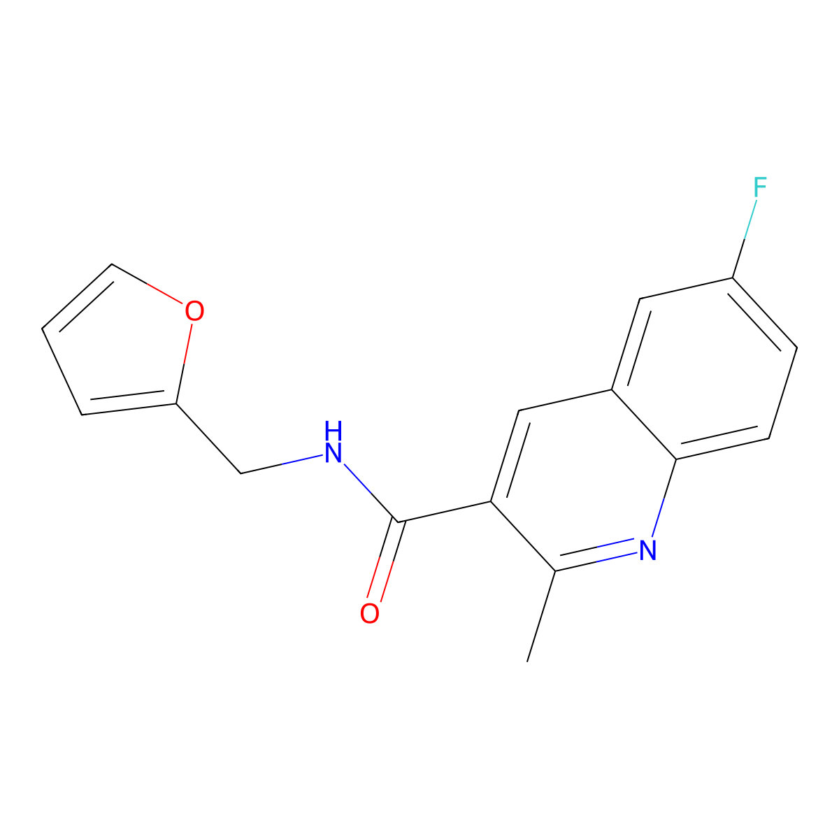 6-fluoro-N-(furan-2-ylmethyl)-2-methylquinoline-3-carboxamide molecular structure, CAS 623545-64-2
