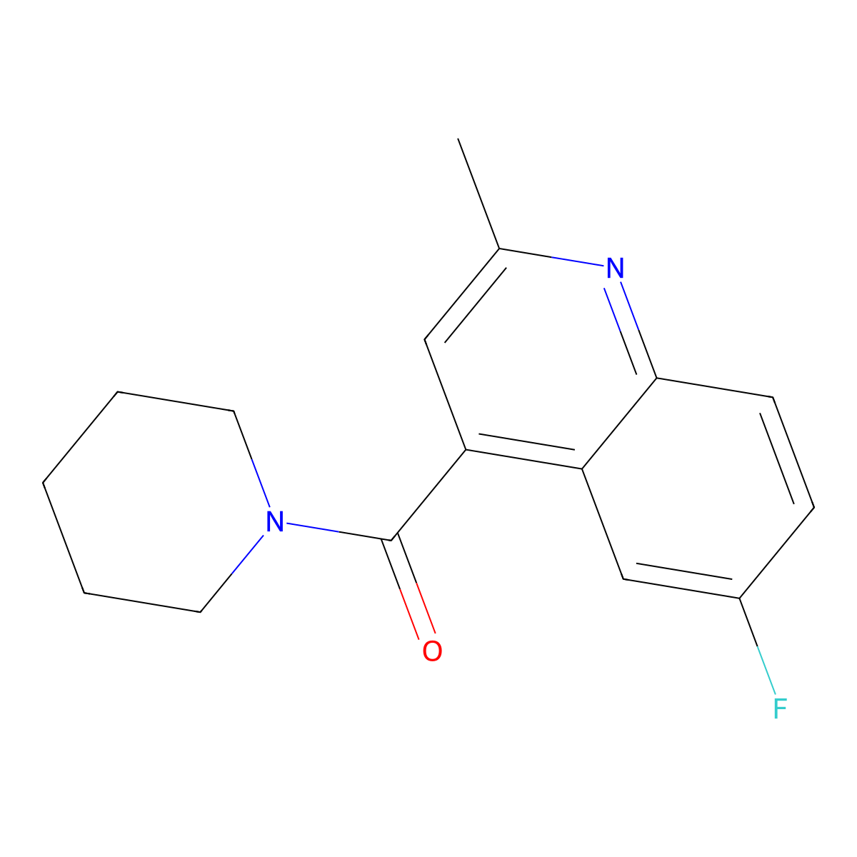 (6-Fluoro-2-methylquinolin-4-yl)(piperidin-1-yl)methanone molecular structure, CAS 623546-92-9