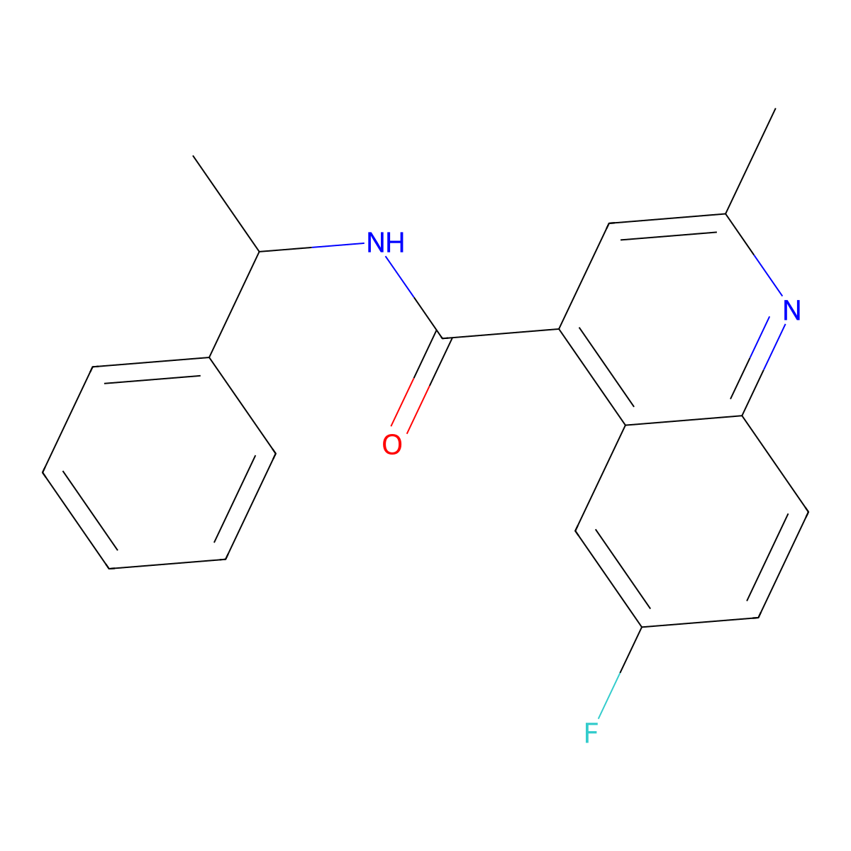 6-fluoro-2-methyl-N-(1-phenylethyl)quinoline-4-carboxamide molecular structure, CAS 623547-11-5