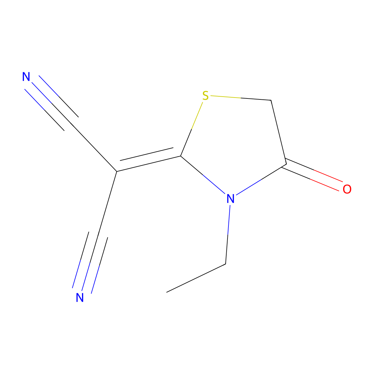 2-(3-Ethyl-4-oxothiazolidin-2-ylidene)malononitrile molecular structure, CAS 623558-68-9