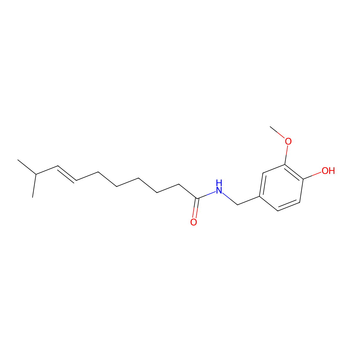 7-Decenamide, N-[(4-hydroxy-3-methoxyphenyl)methyl]-9-methyl- molecular structure, CAS 62356-07-4