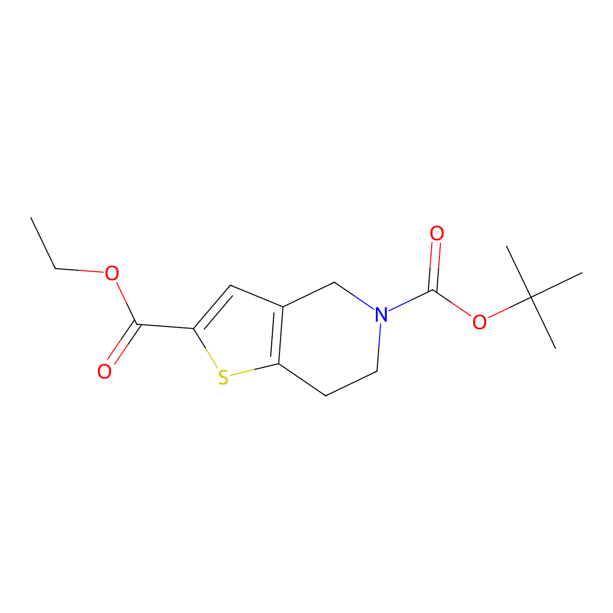 5-tert-butyl 2-ethyl 6,7-dihydrothieno[3,2-c]pyridine-2,5(4H)-dicarboxylate molecular structure, CAS 623564-30-7