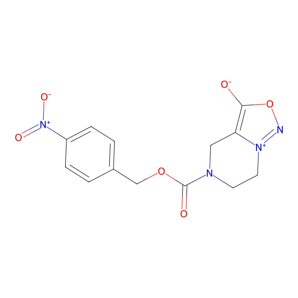 5-(((4-Nitrobenzyl)oxy)carbonyl)-3,3a,4,5,6,7-hexahydro-[1,2,3]oxadiazolo[3,4-a]pyrazin-8-ium-3-olate molecular structure, CAS 623565-12-8