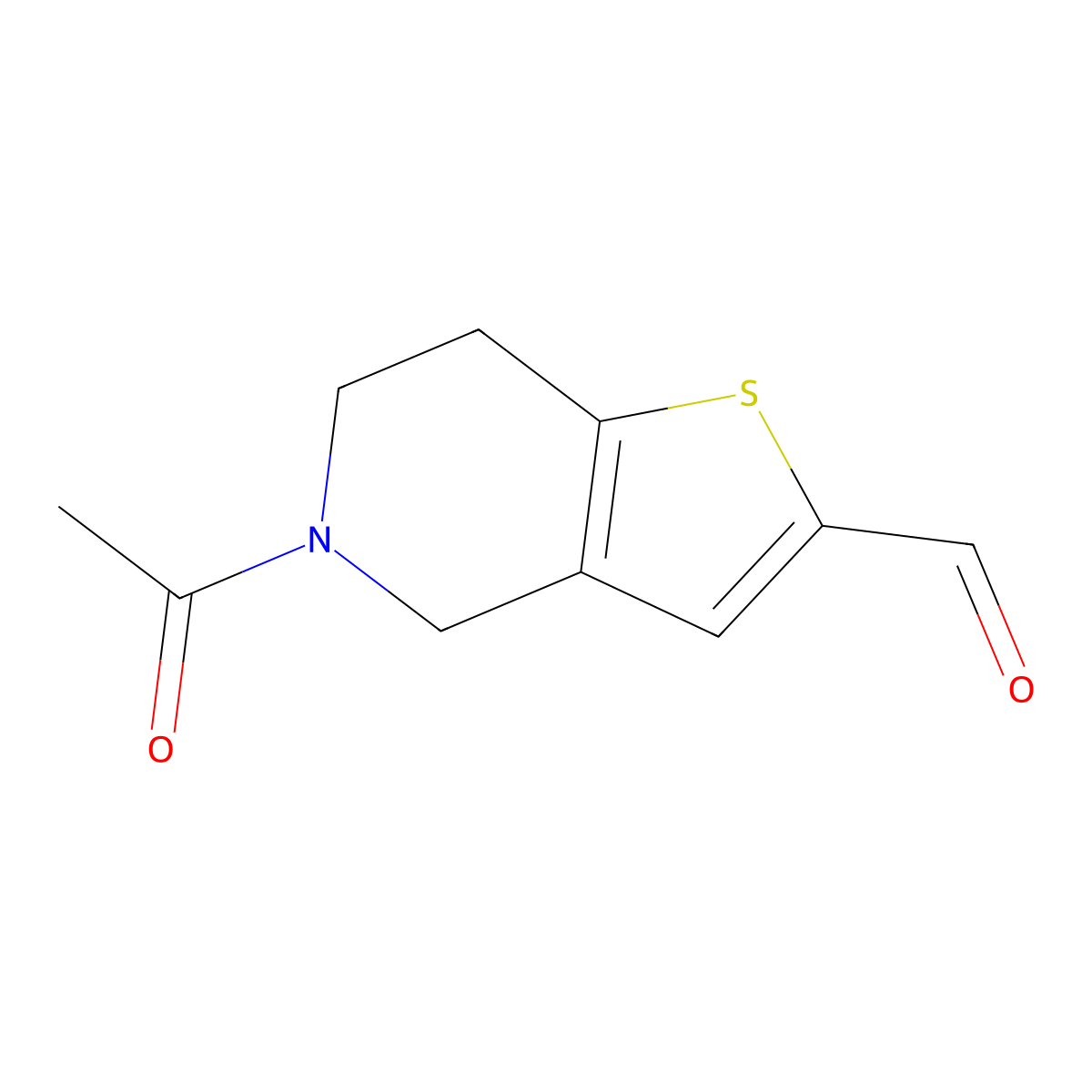 5-acetyl-4H,5H,6H,7H-thieno[3,2-c]pyridine-2-carbaldehyde molecular structure, CAS 623565-53-7