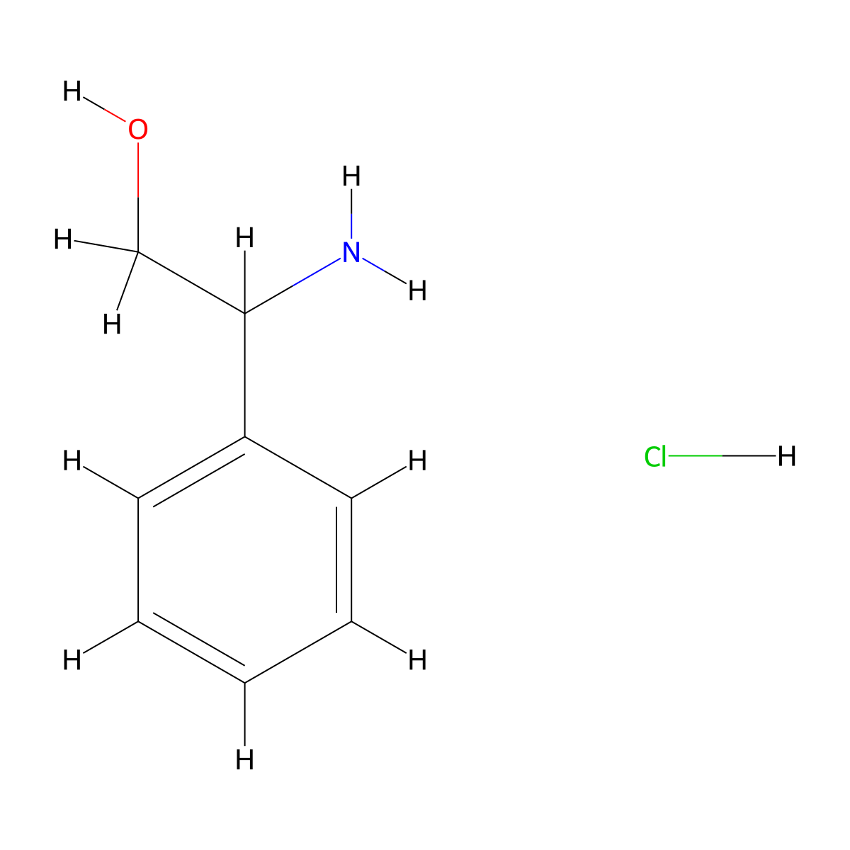 2-Amino-2-phenylethan-1-ol hydrochloride molecular structure, CAS 62357-38-4