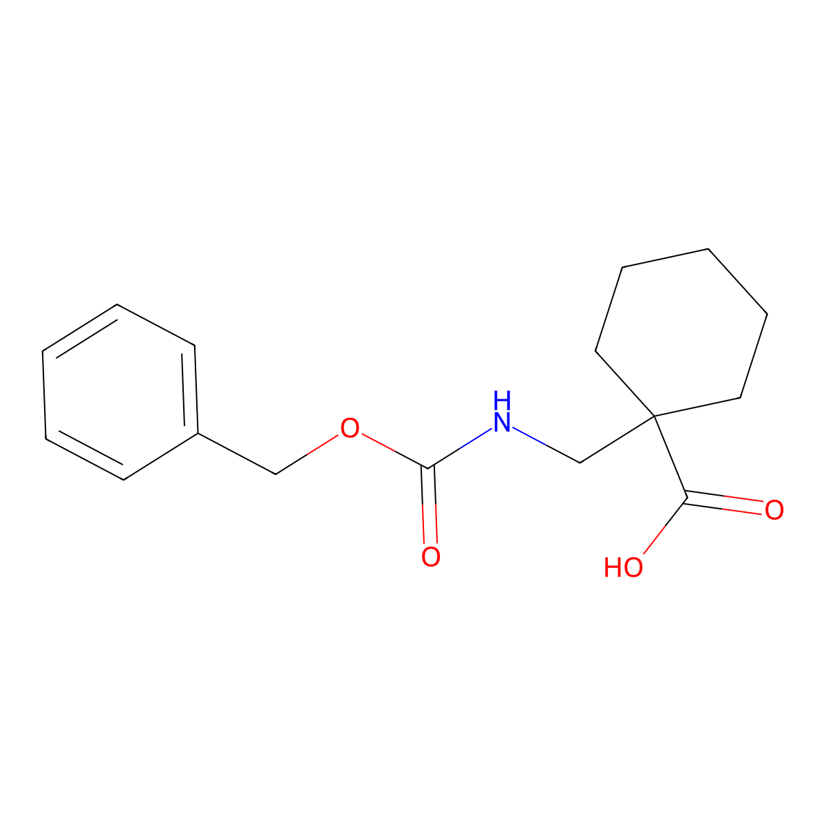 1-((((Benzyloxy)carbonyl)amino)methyl)cyclohexanecarboxylic acid molecular structure, CAS 623570-26-3