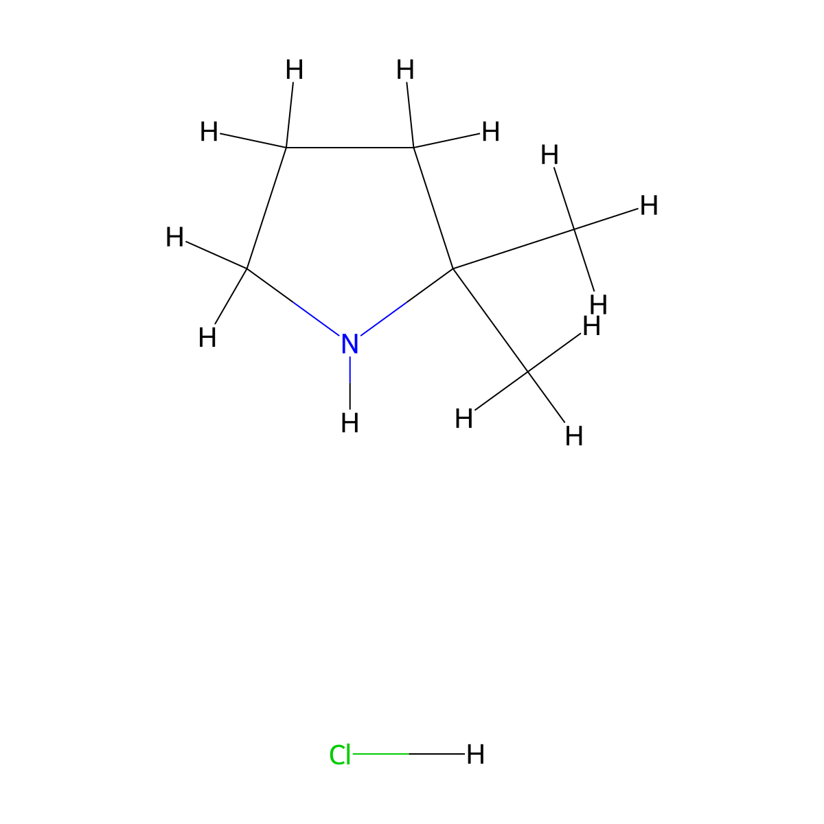 2,2-Dimethylpyrrolidine Hydrochloride molecular structure, CAS 623580-01-8