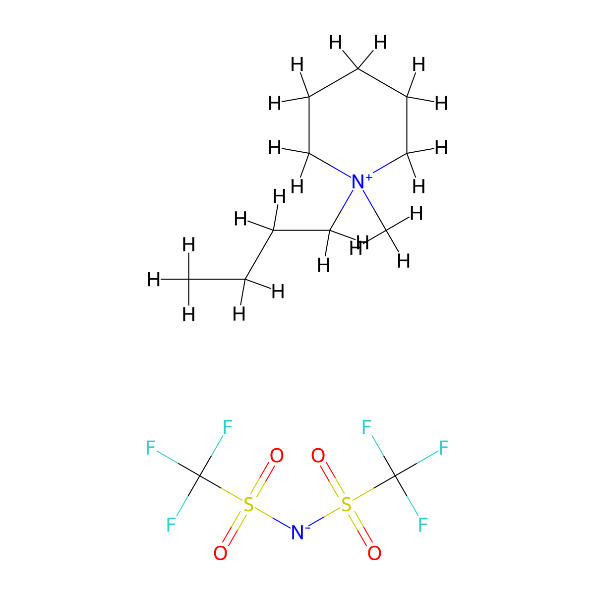 1-Butyl-1-methylpiperidinium bis(trifluoromethylsulfonyl)imide molecular structure, CAS 623580-02-9