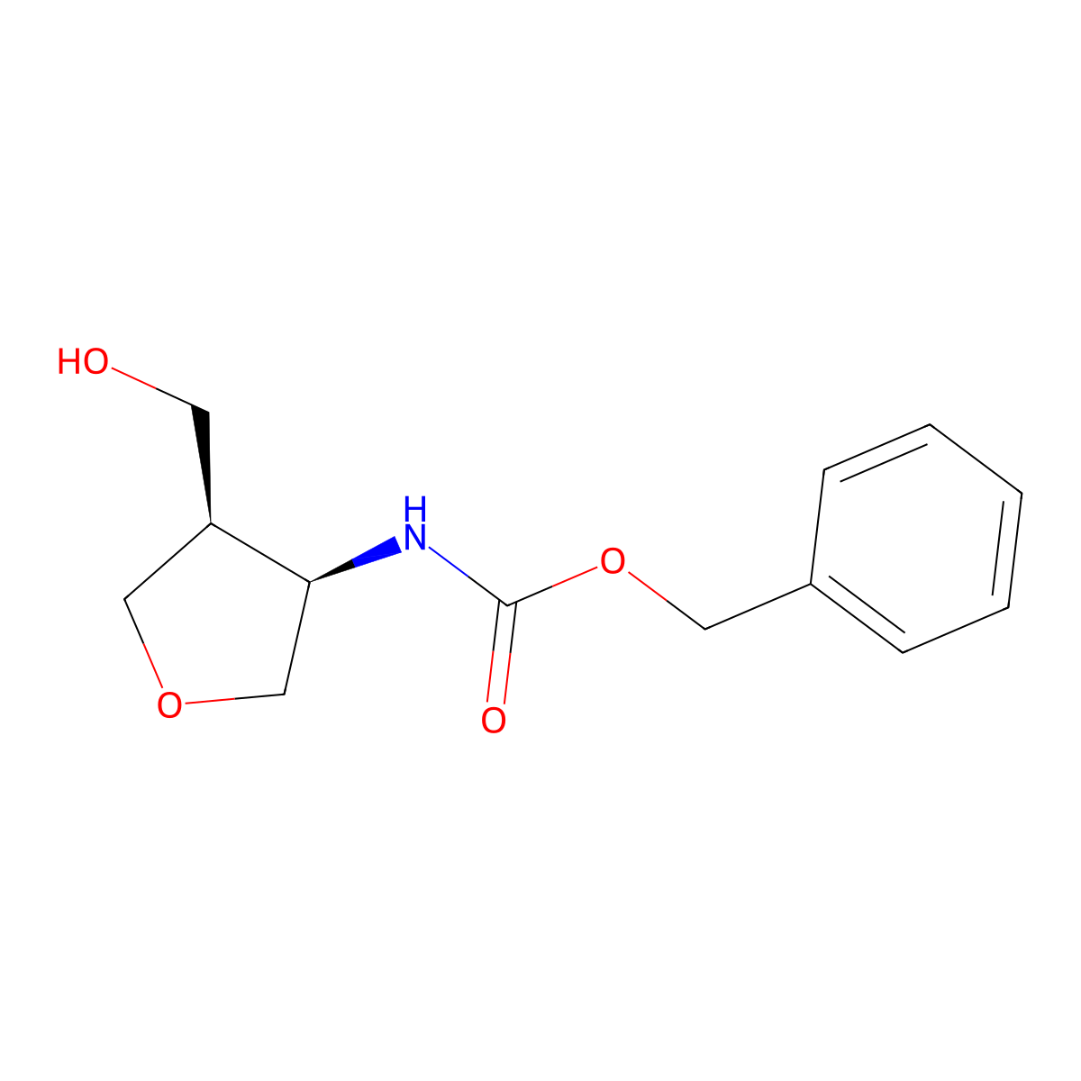 Benzyl ((3R,4R)-4-(hydroxymethyl)tetrahydrofuran-3-yl)carbamate molecular structure, CAS 623582-55-8