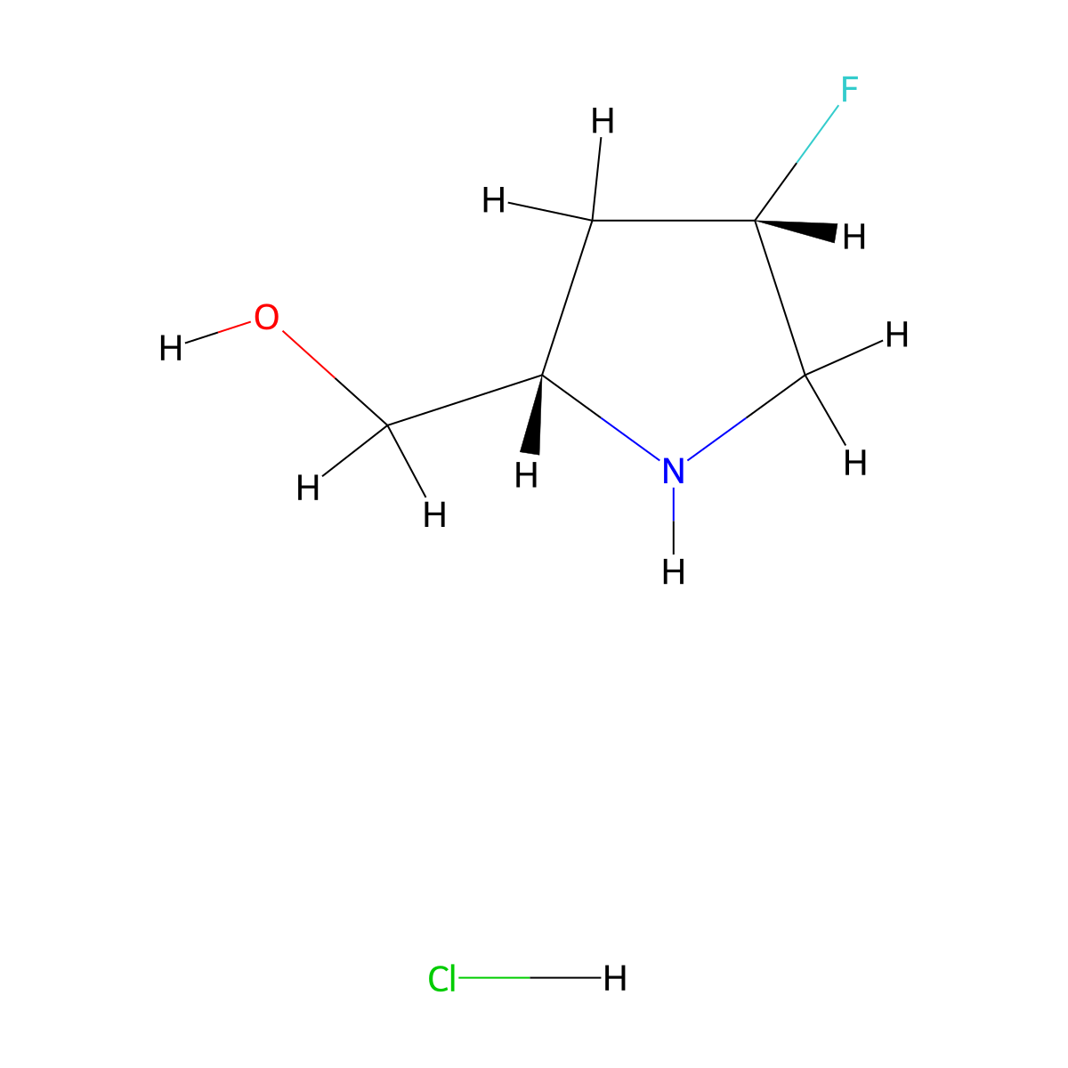 ((2S,4S)-4-fluoropyrrolidin-2-yl)methanol hydrochloride molecular structure, CAS 623583-08-4