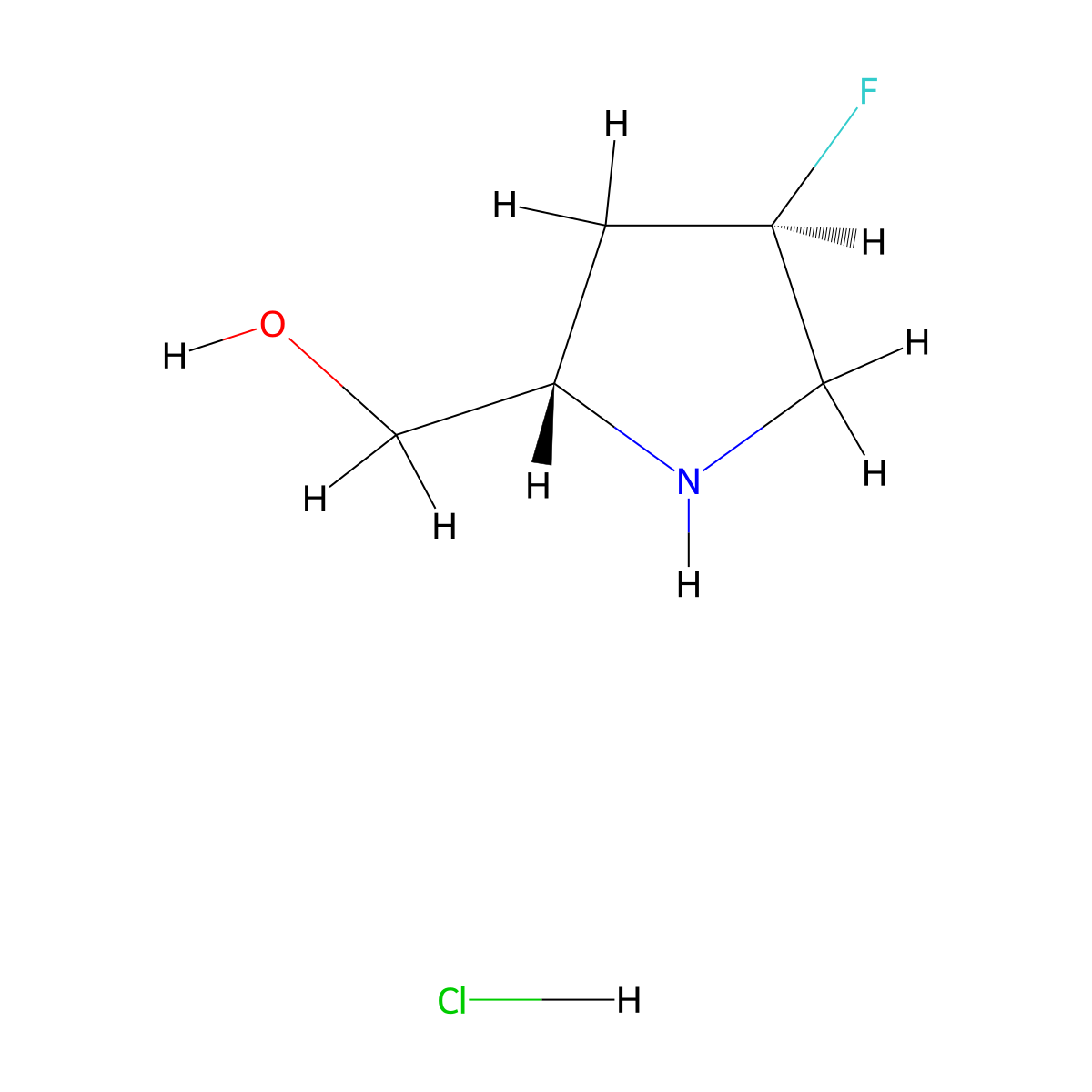 ((2S,4R)-4-fluoropyrrolidin-2-yl)methanol hydrochloride molecular structure, CAS 623583-09-5