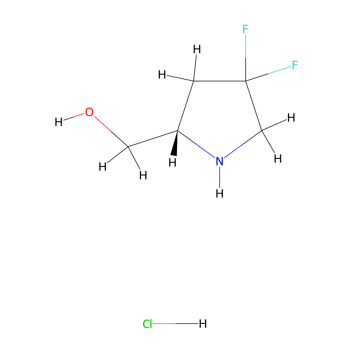 (S)-(4,4-Difluoropyrrolidin-2-yl)methanol hydrochloride molecular structure, CAS 623583-10-8