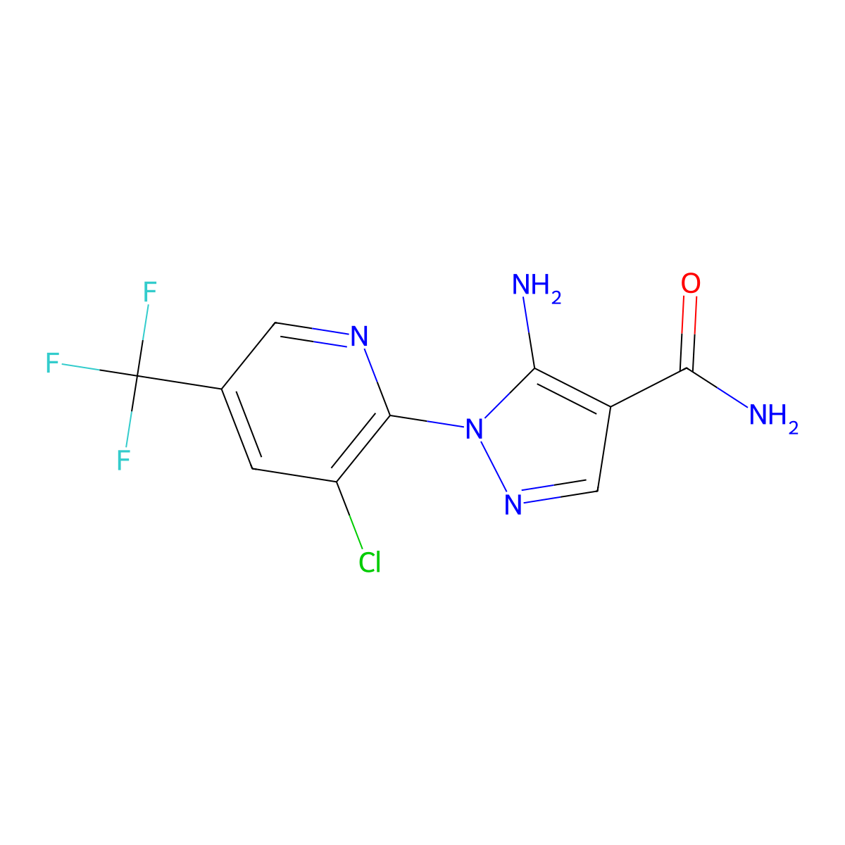 5-amino-1-(3-chloro-5-(trifluoromethyl)pyridin-2-yl)-1H-pyrazole-4-carboxamide molecular structure, CAS 623584-48-5
