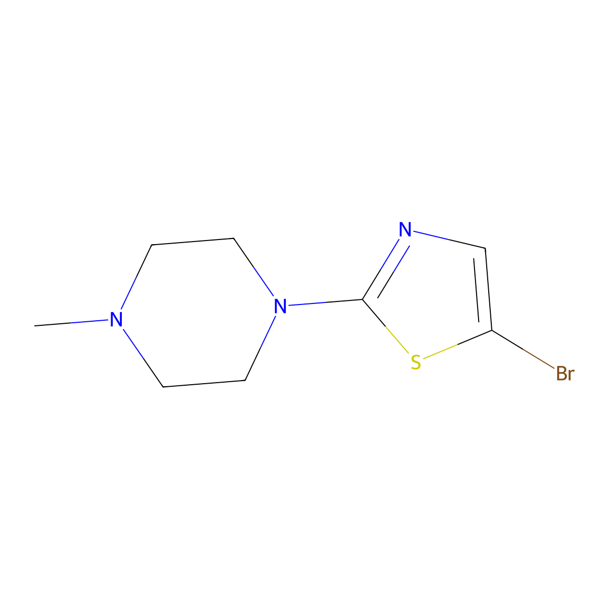 1-(5-Bromo-1,3-thiazol-2-yl)-4-methylpiperazine molecular structure, CAS 623588-32-9