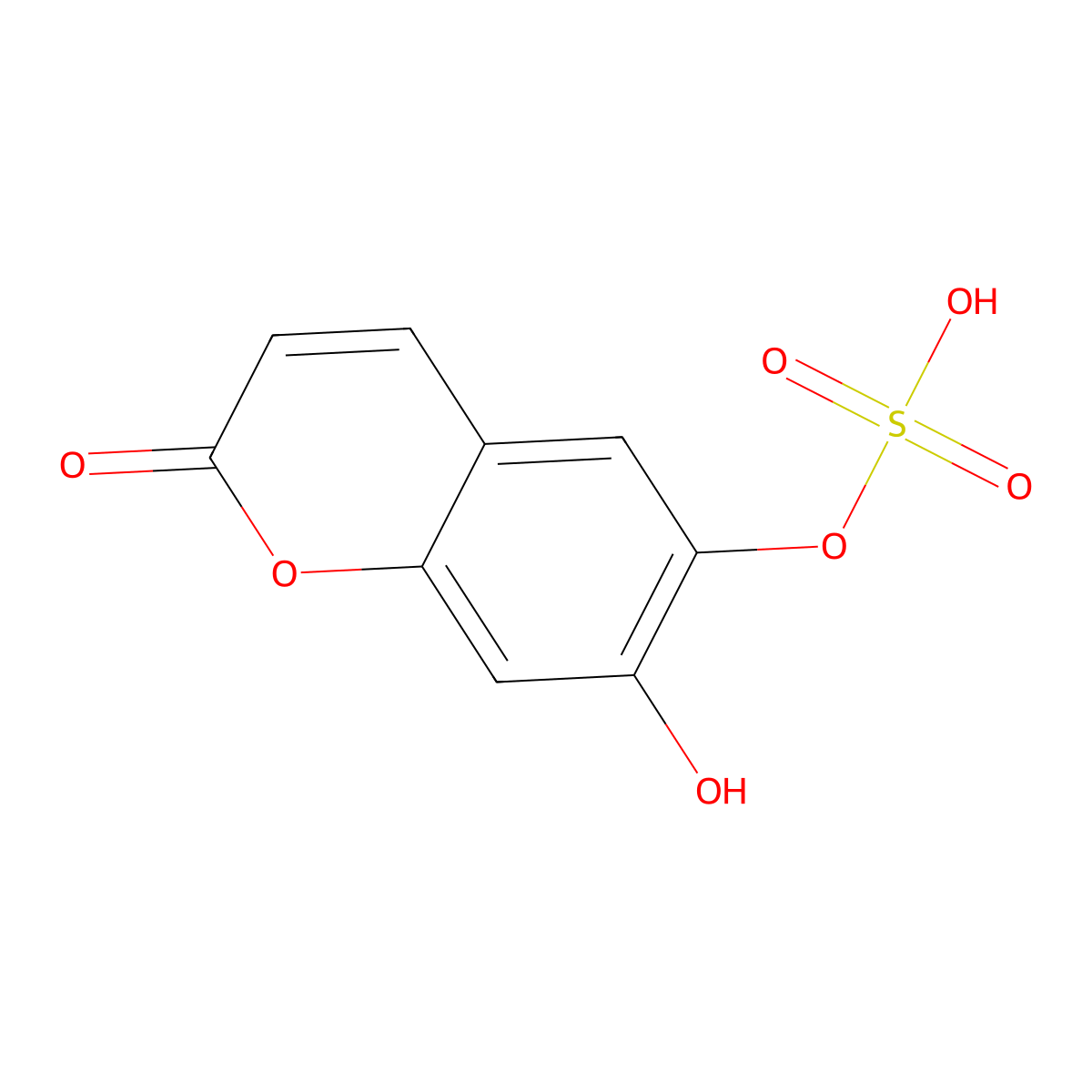 2H-1-Benzopyran-2-one, 7-hydroxy-6-(sulfooxy)- molecular structure, CAS 62369-29-3