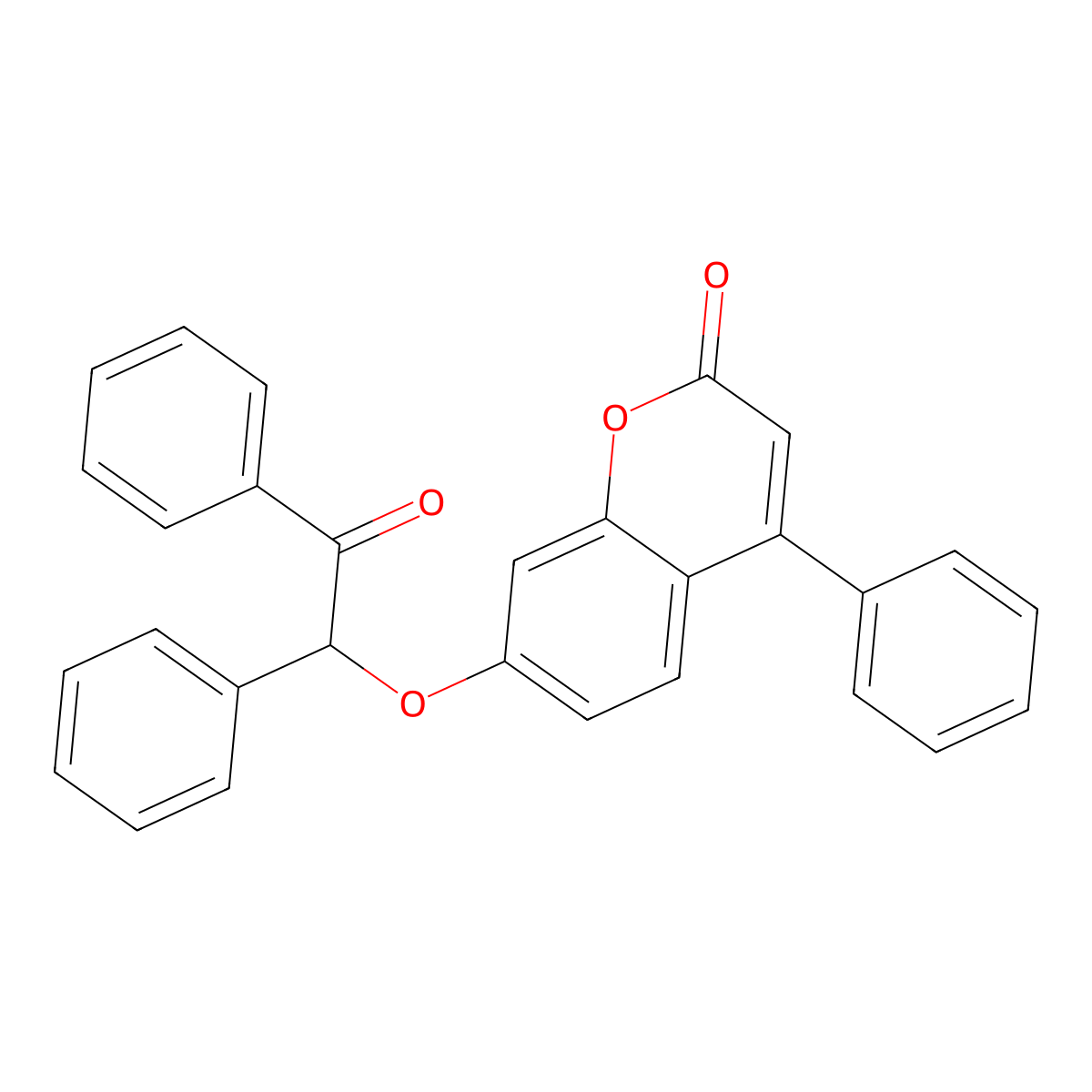 2H-1-Benzopyran-2-one, 7-(2-oxo-1,2-diphenylethoxy)-4-phenyl- molecular structure, CAS 62369-38-4
