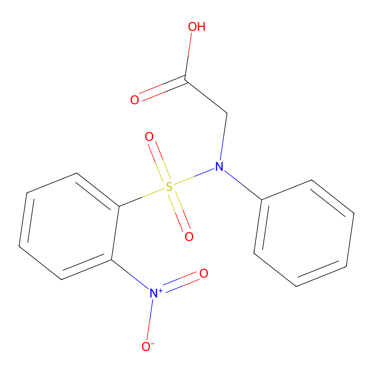 2-(N-(2-nitrophenyl)sulfonylanilino)acetic acid molecular structure, CAS 6237-07-6