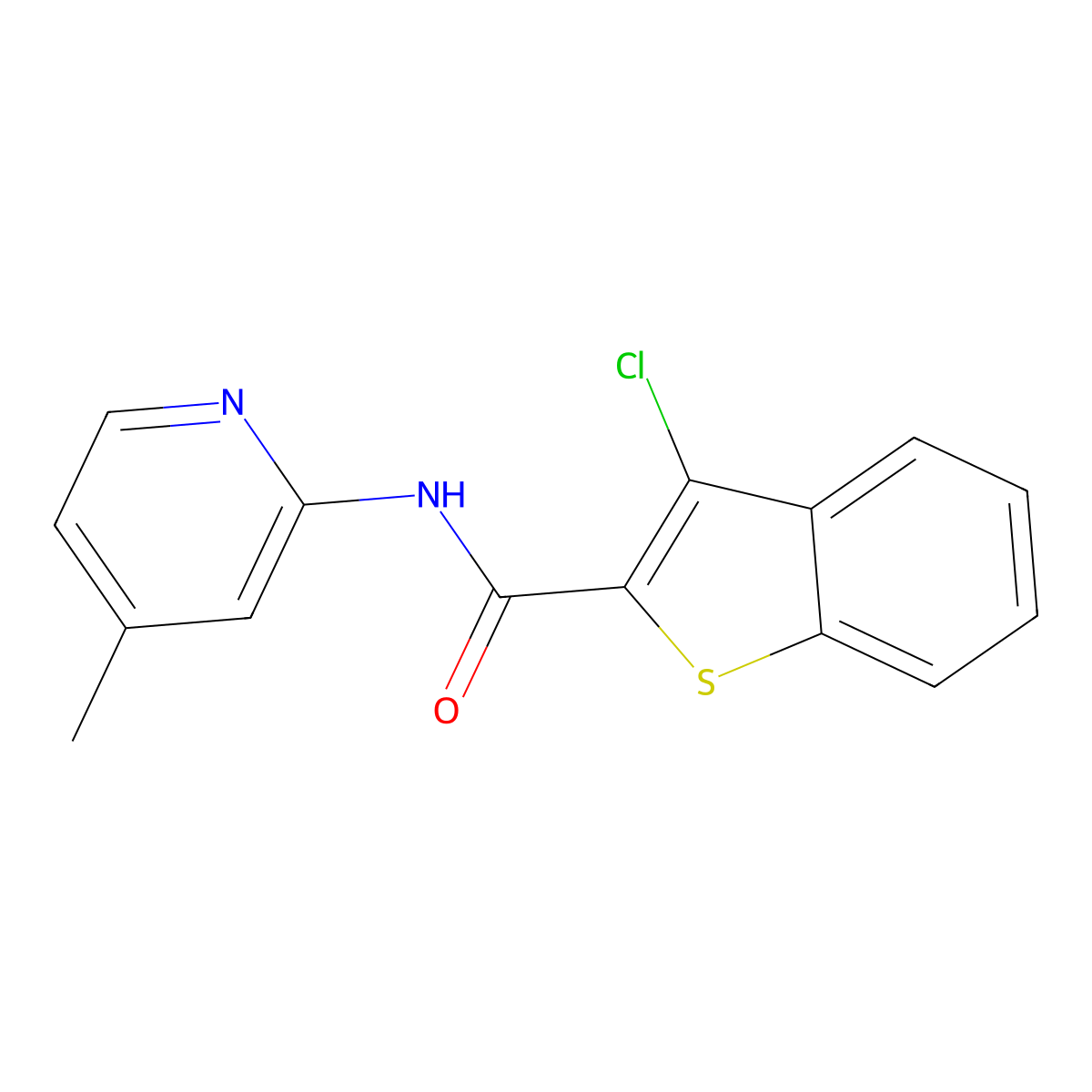3-chloro-N-(4-methylpyridin-2-yl)-1-benzothiophene-2-carboxamide molecular structure, CAS 6237-68-9