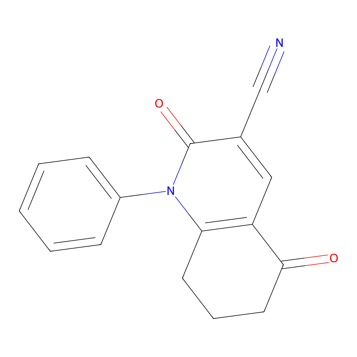 2,5-Dioxo-1-phenyl-1,2,5,6,7,8-hexahydroquinoline-3-carbonitrile molecular structure, CAS 62370-50-7