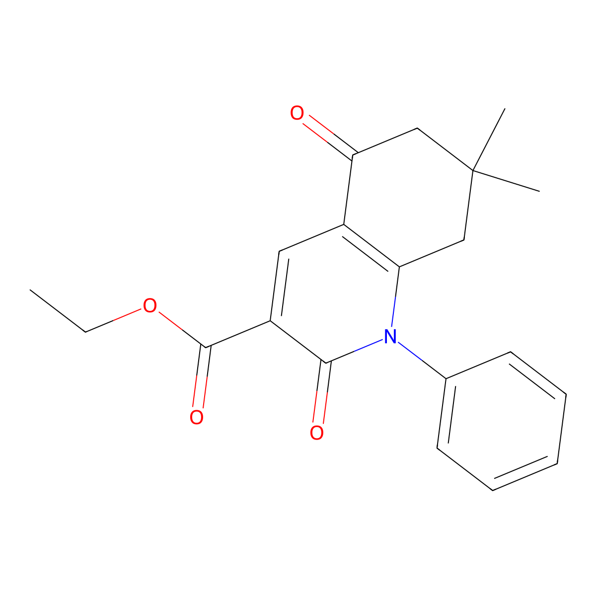 Ethyl 7,7-dimethyl-2,5-dioxo-1-phenyl-1,2,5,6,7,8-hexahydroquinoline-3-carboxylate molecular structure, CAS 62370-53-0