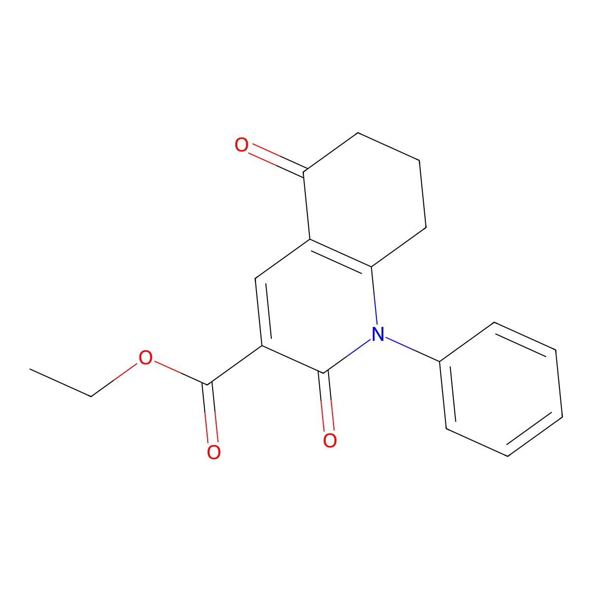 Ethyl 2,5-dioxo-1-phenyl-1,2,5,6,7,8-hexahydro-3-quinolinecarboxylate molecular structure, CAS 62370-70-1