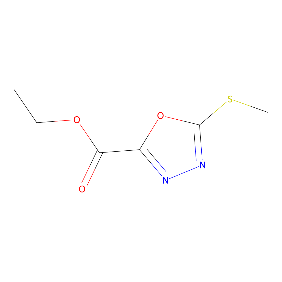 Ethyl 5-(methylthio)-1,3,4-oxadiazole-2-carboxylate molecular structure, CAS 62373-31-3