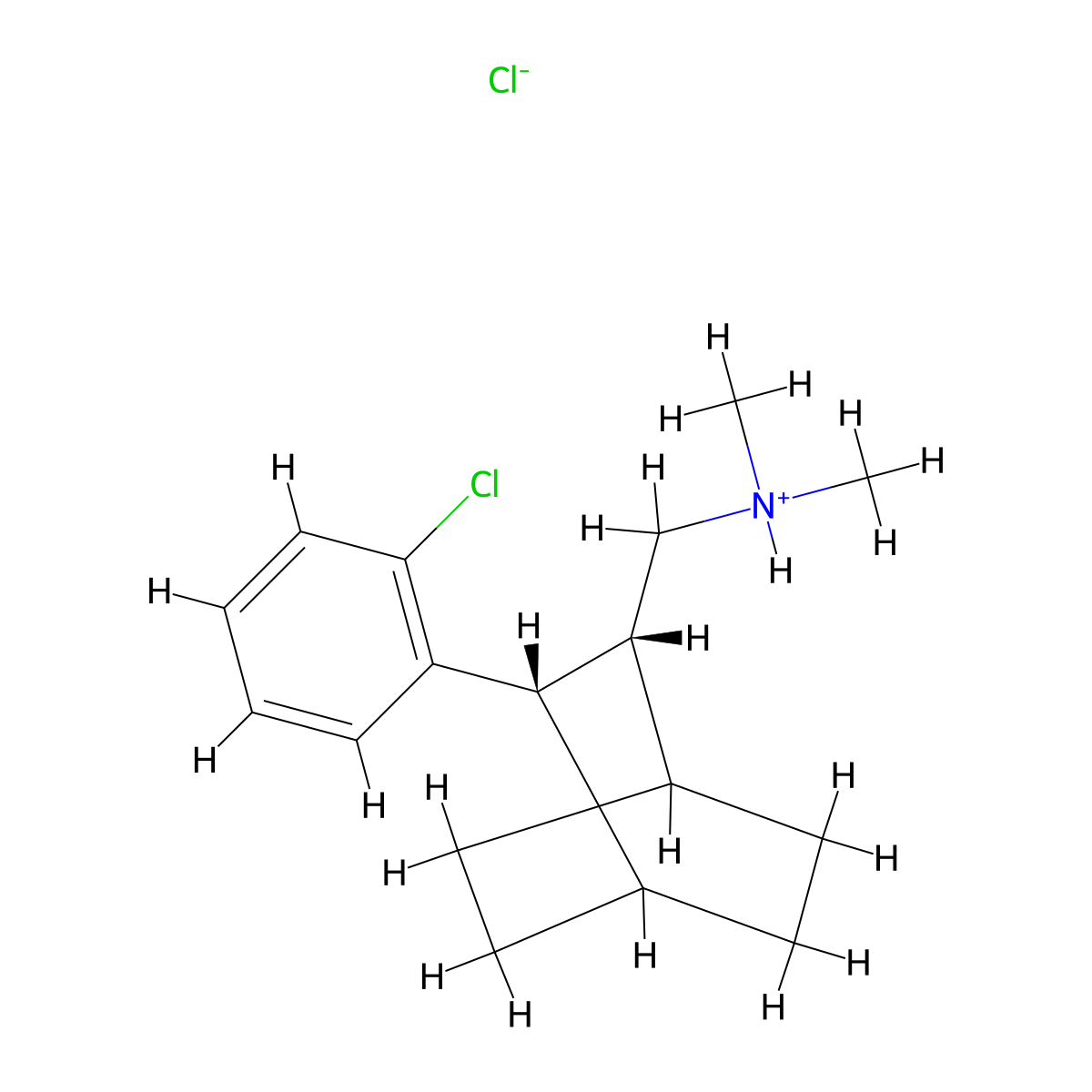 Bicyclo(2.2.2)octane-2-methylamine, 3-(o-chlorophenyl)-N,N-dimethyl-, hydrochloride, (Z)- molecular structure, CAS 62373-84-6