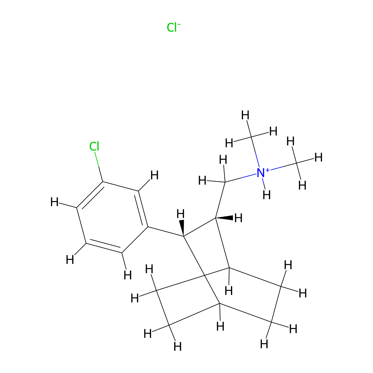Bicyclo(2.2.2)octane-2-methylamine, 3-(m-chlorophenyl)-N,N-dimethyl-, hydrochloride, (Z)- molecular structure, CAS 62373-85-7