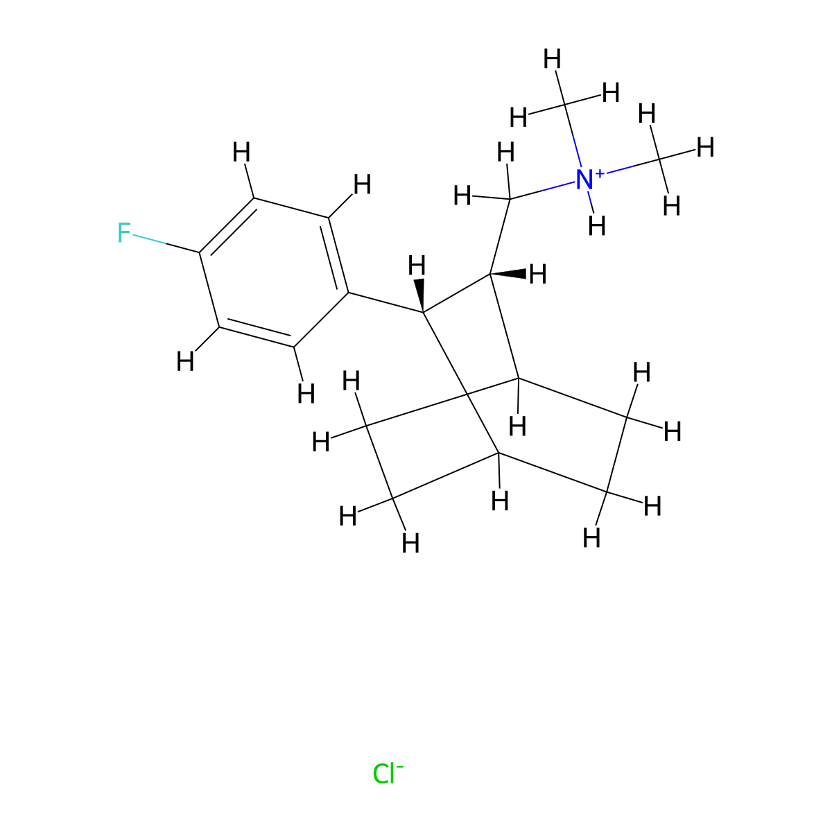 Bicyclo(2.2.2)octane-2-methylamine, 3-(p-fluorophenyl)-N,N-dimethyl-, hydrochloride, (Z)- molecular structure, CAS 62373-86-8