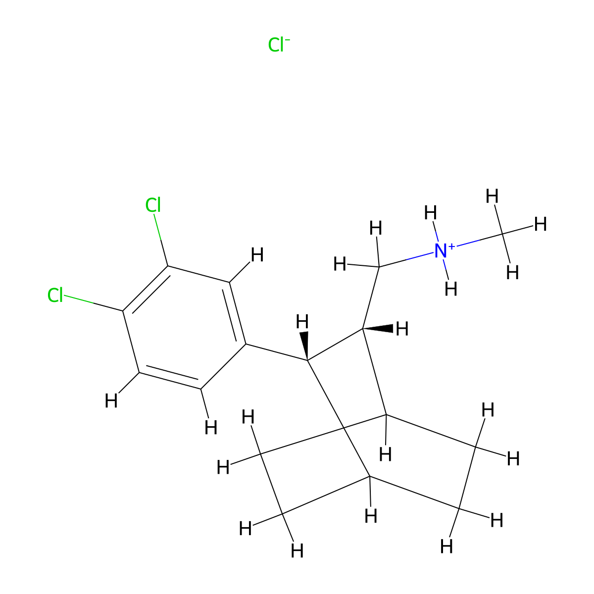 Bicyclo(2.2.2)octane-2-methylamine, 3-(3,4-dichlorophenyl)-N-methyl-, hydrochloride, (Z)- molecular structure, CAS 62373-90-4