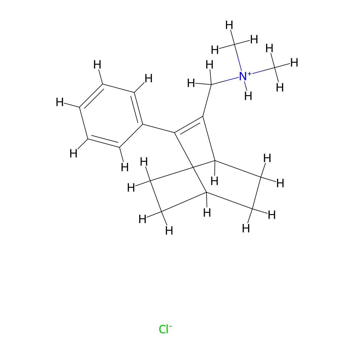 Bicyclo(2.2.2)oct-2-ene-2-methylamine, N,N-dimethyl-3-phenyl-, hydrochloride molecular structure, CAS 62373-96-0